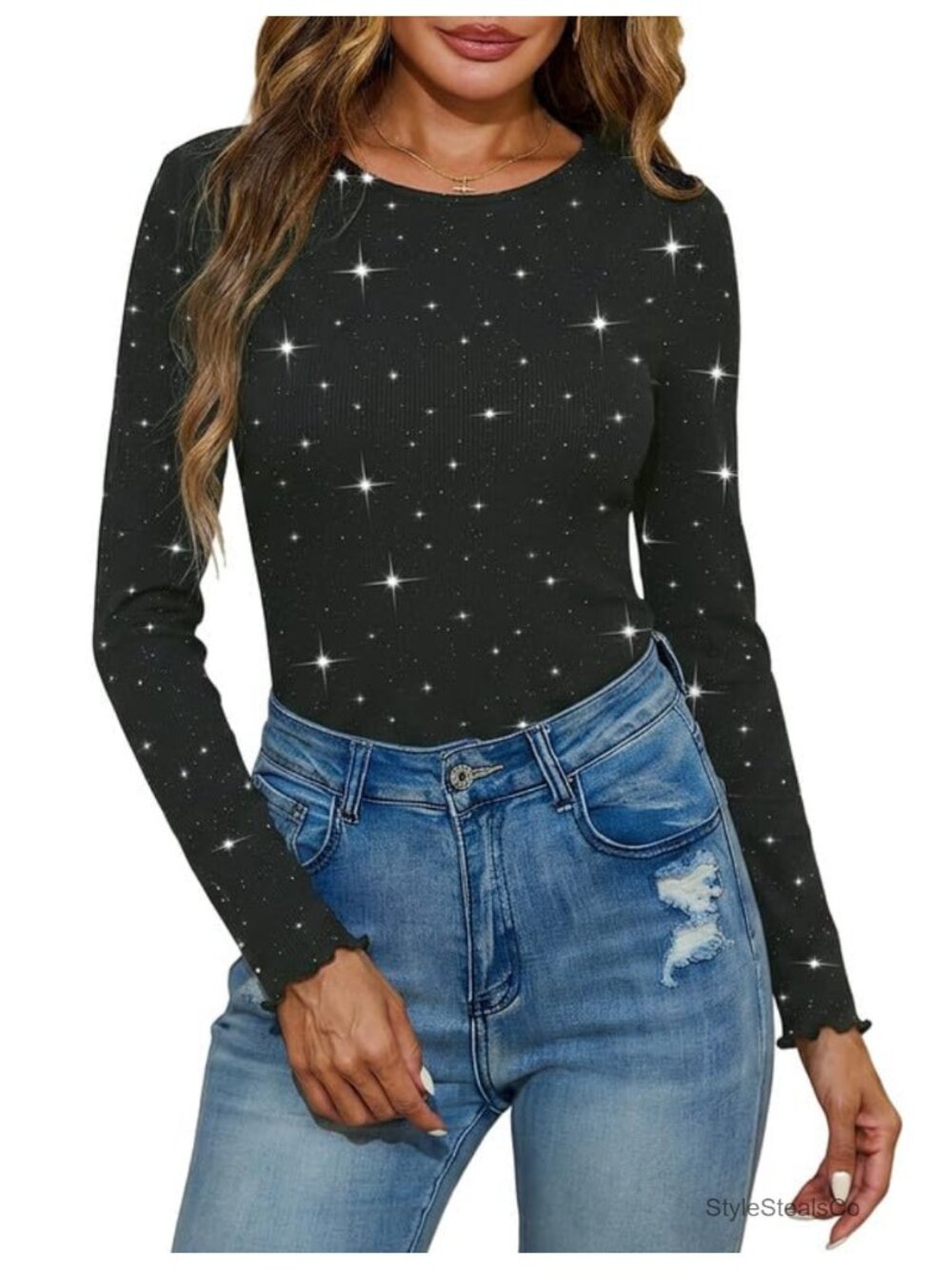 Women's Long Sleeve Thermal Undershirt Scoop Neck Base Layer Ribbed Knit